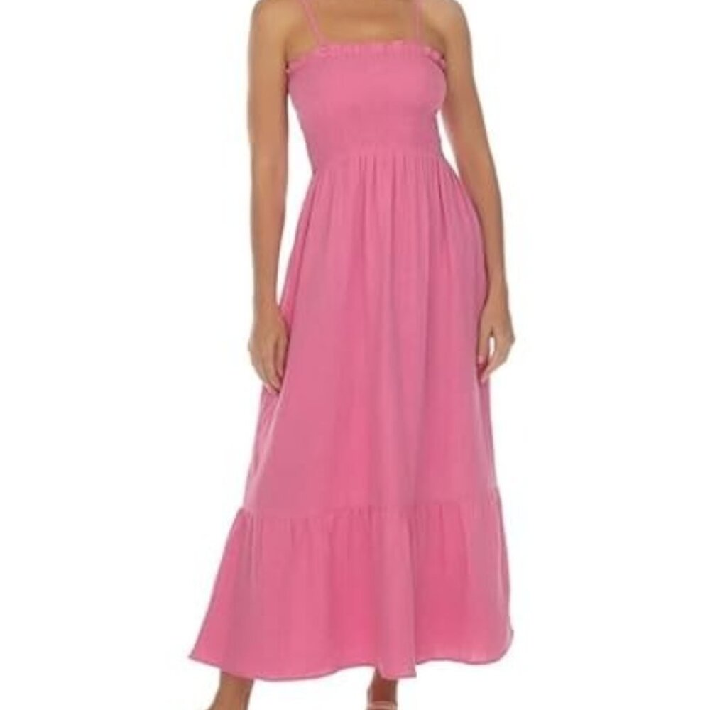 Raviya Women's Cotton Maxi Dress Cover-Up – Pink | Size L/S